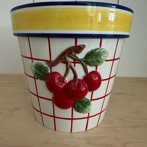 Vintage Department 56 Life is Just a Bowl of Cherries 6" Flower Pot Plant Holder